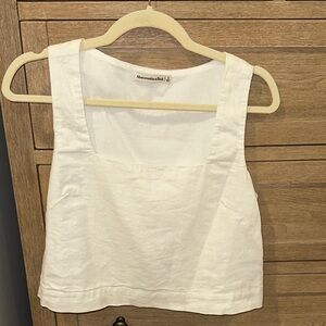 Abercrombie & Fitch White Sleeveless Crop Tank Top